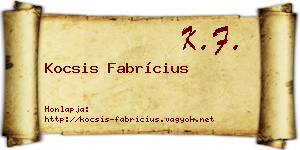 Kocsis Fabrícius névjegykártya