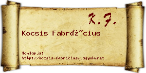 Kocsis Fabrícius névjegykártya